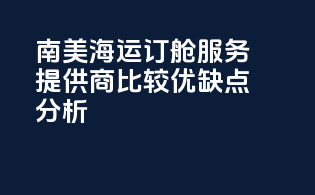 南美海运订舱服务提供商比较：优缺点分析